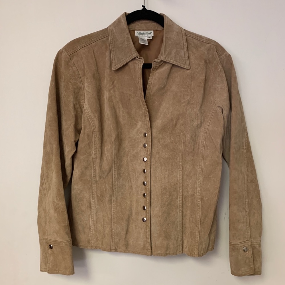 Coldwater Creek Tan Leather Snap Front Jacket M